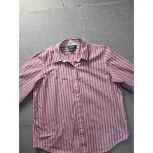 Lauren Ralph Lauren Petite Shirt W PL Pink Striped Button Down Cotton Classic